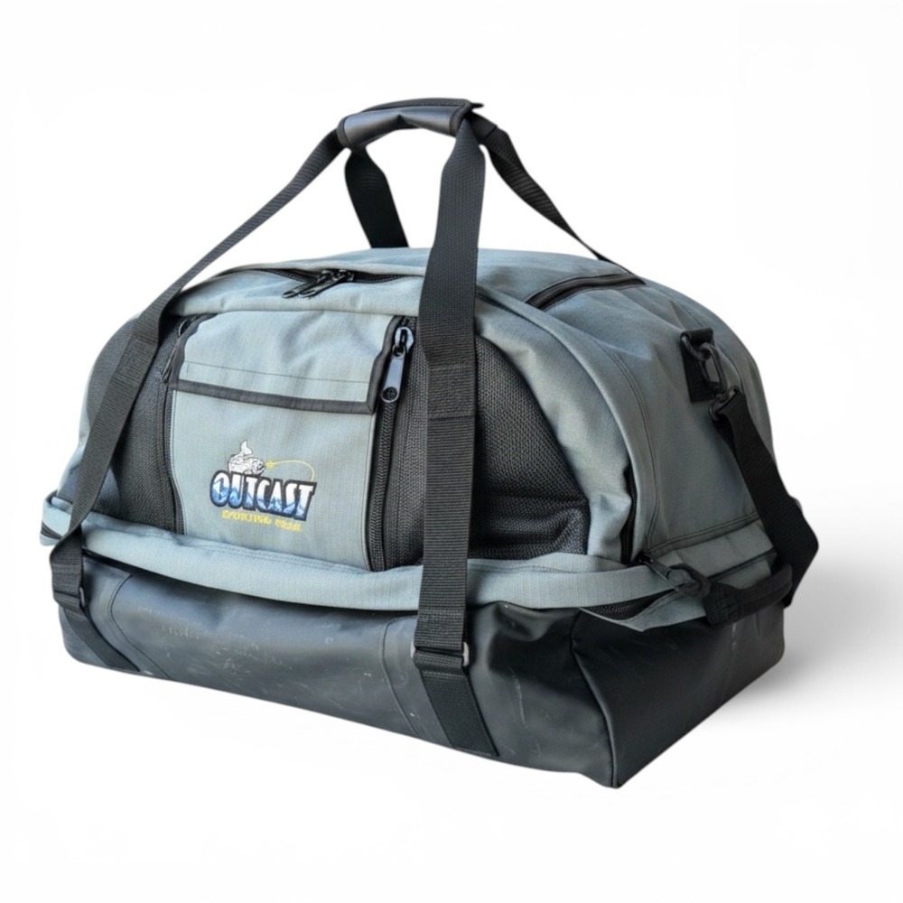 Outcast Sporting Gear Wader Bag Gray Black Fishing Duffel Wet Dry Storage Bag